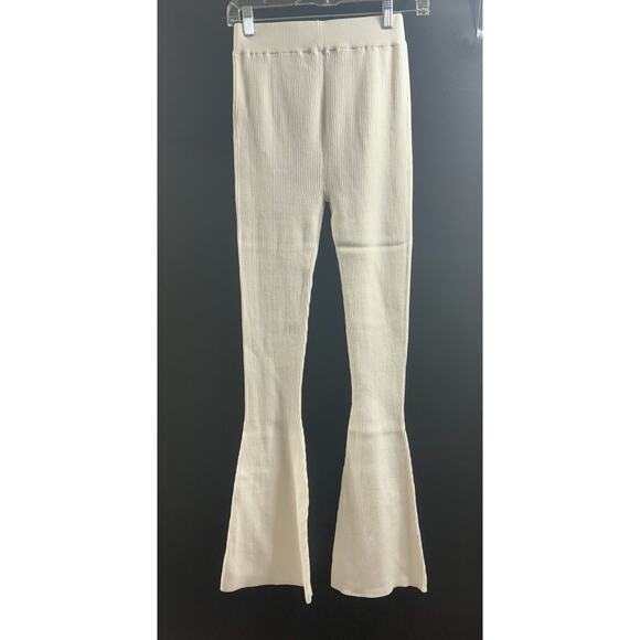 Lita by Ciara‎ NWT Rib Organic Cotton Flare Pants In Milk Size Small MSRP $228 - Picture 2 of 4